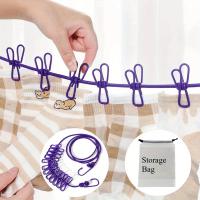 Tendedero de viaje portátil elástico ajustable: tendedero retráctil para ropa de acampada con 12 clips para uso en interiores y exteriores - details 0