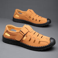Sandalias de cuero suave para hombre, nuevo estilo, para exteriores, para conducir, zapatos de papá para hombre, zapatos de verano a la moda con agujeros - details 4