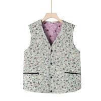 Chaquetas florales, chaqueta ultraligera sin mangas de otoño, base de algodón cálida para invierno, chaqueta con botones para mujer - details 3
