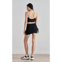 Pantalones cortos de Yoga 2 en 1 para mujer, vestido rápido de cintura alta superpuesto, ropa deportiva para Fitness, falda con cordón ajustable - details 9