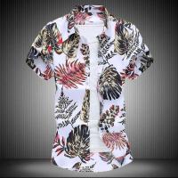 Camisa azul negra púrpura con solapa de un solo pecho de manga corta estampada blanca de verano para hombre, talla asiática M-5XL 6XL 7XL - details 16