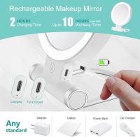 Espejo de aumento con luz, espejo de belleza de maquillaje iluminado portátil de sobremesa de doble cara 20X, iluminación de 3 colores, tacto regulable - details 1