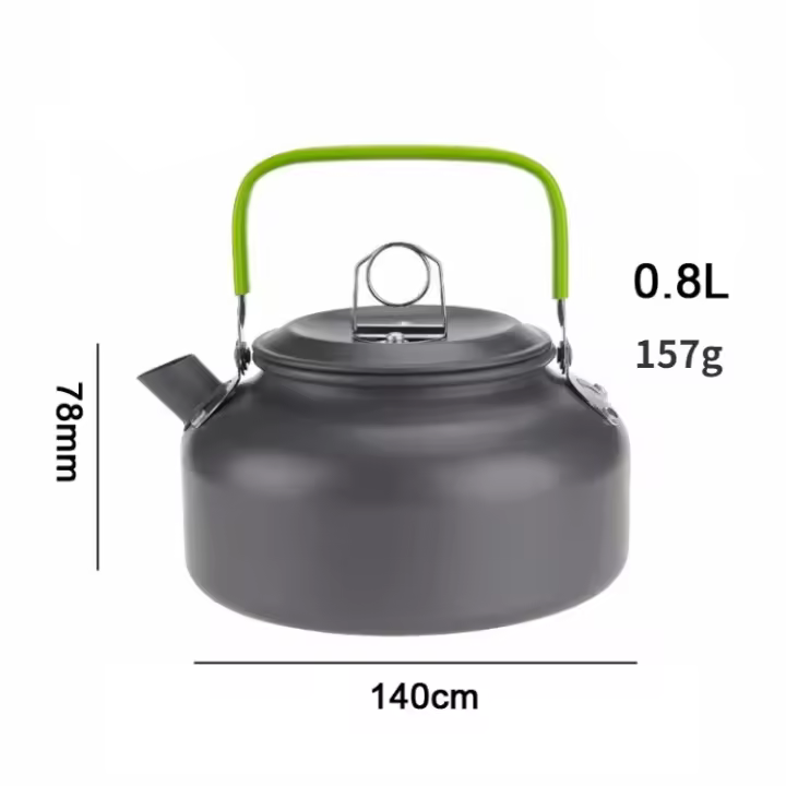 Hervidor de agua portátil de aleación de aluminio para acampar al aire libre cocina de Picnic capacidad de 0,8 L y 1,1 L - 1