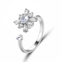 Anillo giratorio de flor de molino de viento con copos de nieve de circonio de cristal a la moda para mujeres y niñas, joyería para fiesta, regalo antiestrés - details 1