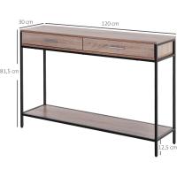 Consola Estrecha para Recibidor Mesa Auxiliar Estrecha para Puerta de Entrada 120x30x81.5 cm Estilo Industrial Imitación Roble - details 2