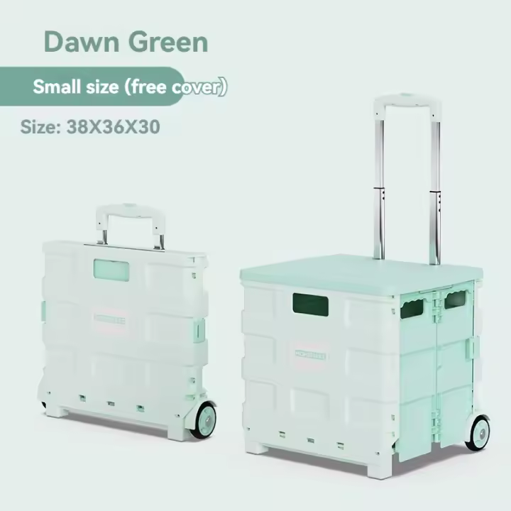 Carrito de Utilidad Plegable Portátil Caja de Herramientas con Tapa Cesto para Compras con Ruedas Giratorias Ideal para Oficina, Viajes, Acampar - 1