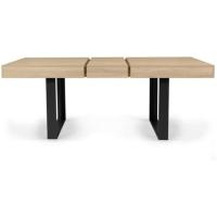 Mesa de comedor extensible rectangular para 6-10 personas, madera y negro, 160-200 cm - details 3