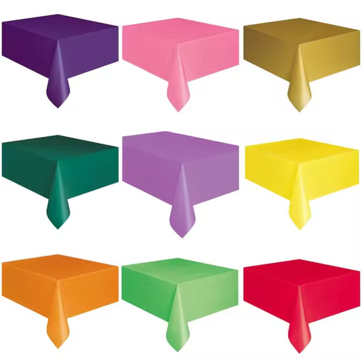 Juego de mantel desechable de plástico para fiesta y boda, vajilla para comida de Catering, mantel Rectangular de Color sólido, decoración de mesa - 1