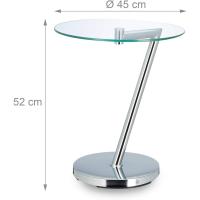 Mesa Auxiliar Redonda de Cristal-Acero Cromado Mesita de Café Mesilla Salón 52 x 45 x 45cm Plateado - details 2