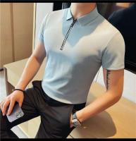Polo de manga corta bordado de malla transpirable de verano para hombre, camiseta informal de negocios con solapa y media cremallera, - details 25