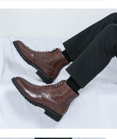 Zapatos de cuero de caña alta botas de hombre con cordones de negocios botas cortas - details 12