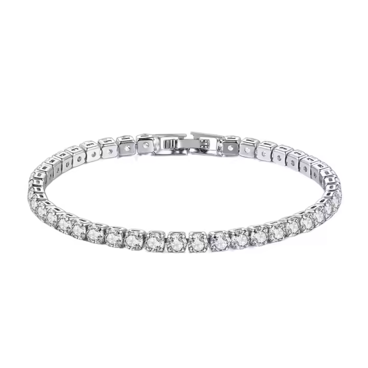 Pulsera de Plata Esterlina 925 Cadena de Circonio para Mujer Joyería Glamour de Boda y Compromiso - 1