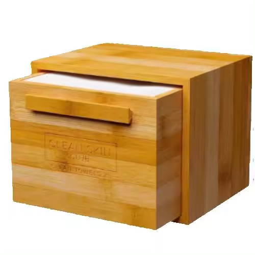Clean Skin Club caja de almacenamiento de bambú con cajón y toallas faciales - 1