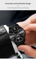 Reloj Deportivo de Cuero de Lujo para Hombres Hannah Martin Estilo de Negocios Negro de 42mm - details 4