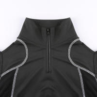 ropa de motociclista, camiseta de malla, camisetas góticas negras para mujer, camiseta recortada con hebilla, camiseta Sexy de manga larga - details 6