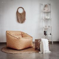 Reposapiés Salon de Lujo - [50x40x30 cm] Sofá Puf de Diseño con Relleno Incluido para Escritorio u Oficina - Taburete Bean Bag Silla Grande en Cuero Sintético Beige - details 34