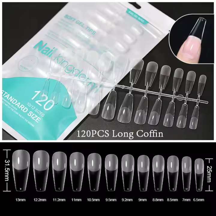 Arte Clavo-uñas postizas acrílicas, herramientas de manicura de extensión, transparentes/semimate, 120 piezas - 1