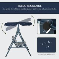 Columpio de Jardín de 3 Plazas Balance Exterior con Techo Ajustable y Marco de Acero Carga 240kg - details 11