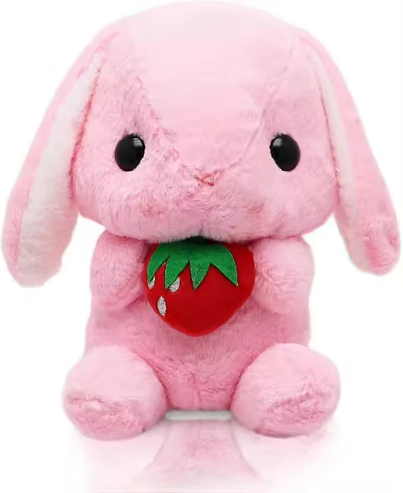 Conejo de Peluche Blanco Juguete Mullido de Pascua con Pepino Almohada de Dulces Sueños Cálida - 1