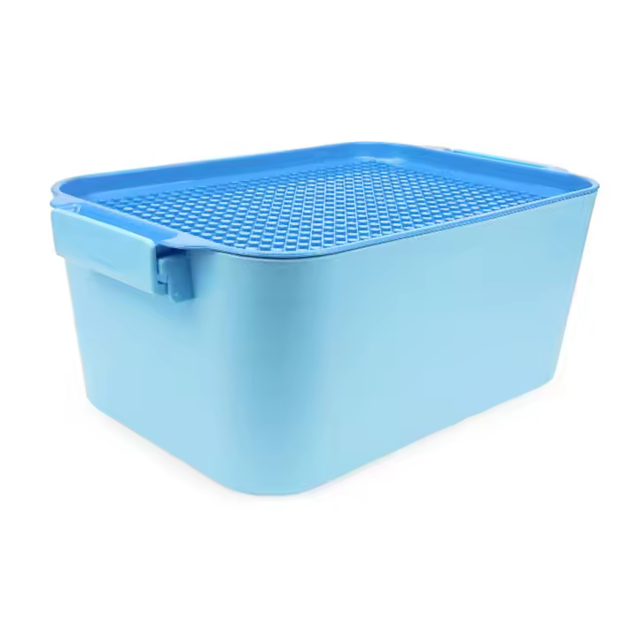 Caja de almacenamiento de bloques de construcción, caja de juguetes para niños, azul - 1