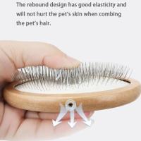 Peines para el pelo con mango de madera para perros, herramienta para desmatting de mascotas con agarre cómodo y ahorro de trabajo, almohadilla acolchada para quitar el desprendimiento - details 11