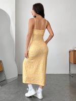 Vestido de estilo simple de mujer cintura alta tirantes delgados falda media y larga - details 8