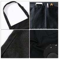 Delantal impermeable de algodón y poliéster con bolsillo grande, delantales de cocina negros, uniforme de casa de café antisuciedad ajustable para mujer y hombre - details 6
