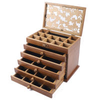 Joyero de madera marrón de 6 capas, organizador de almacenamiento, regalo de Navidad para mujeres o niñas - details 3