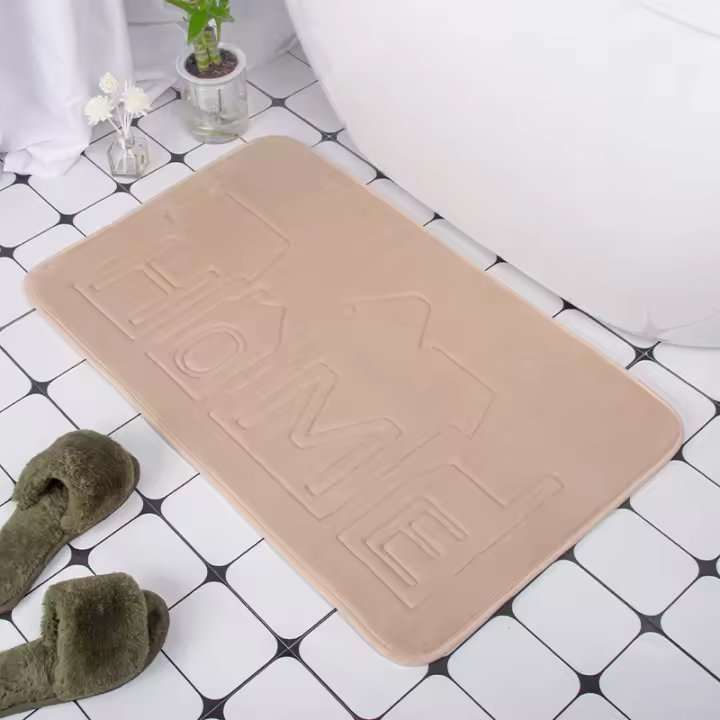 Alfombra de Baño de Piedra Cobblestone con Almohadilla de Espuma de Memoria Antideslizante - 1