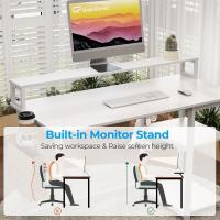 Escritorio de Ordenador con Soporte de Monitor Escritorio de Oficina con Estantes de Almacenamiento Ajustables Pequeño Escritorio Reversible para el Estudio Beige - details 41