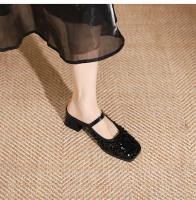 Zapatos Mary Jane de tacón medio con correa de una palabra de plata francesa - details 9