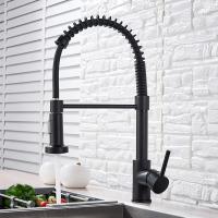 Grifo extraíble de latón para cocina, mezclador de agua fría y caliente con boquilla de doble modo cromado, con resorte, color negro mate - details 5