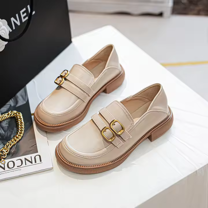 Zapato de piel pequeña plataforma mujer británico primavera 2024 nuevo jk zapato único lazo mocasines - 1