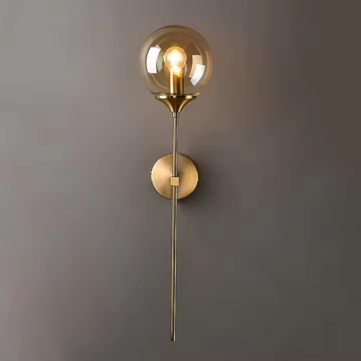 Lámpara de Pared Industrial Vintage Iluminación Interior Led Luz de Pared E14 Dorado para Dormitorio Sala de Estar Pasillo Comedor Material de Vidrio Amber - 1
