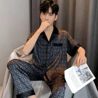 Pijamas de Seda de Hielo de Alta Gama para Hombres Ropa de Casa de Simulación de Seda de Manga Corta Traje de Camisón Extra Fino para Primavera y Otoño, Nuevo Verano - details 4