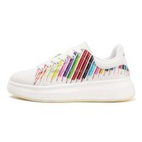 Nuevo zapato de arcoíris blanco de alta calidad para chicas jóvenes, zapatillas de diseñador de cuero Real con aumento de altura para hombre, personalizadas, 2025 - details 0
