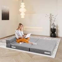 70 x 190 cm Sillón Cama Plegable, Sofá Cama Plegable con Espuma de Memoria y Almohada, Colchón de Suelo para Yoga, Oficina, Salón, Futon Sofá Cama Portada Lavable Unos, Gris Claro - details 63