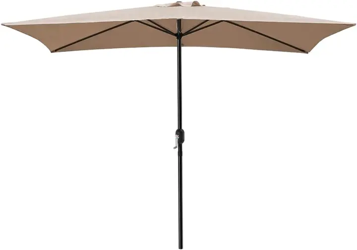 Sombrilla de Jardín Forro Anti UV 200 x 300cm. Sombrilla de Aluminio con Manivela, Toldo Rectangular para Patios y Terrazas. (Topo) - 1