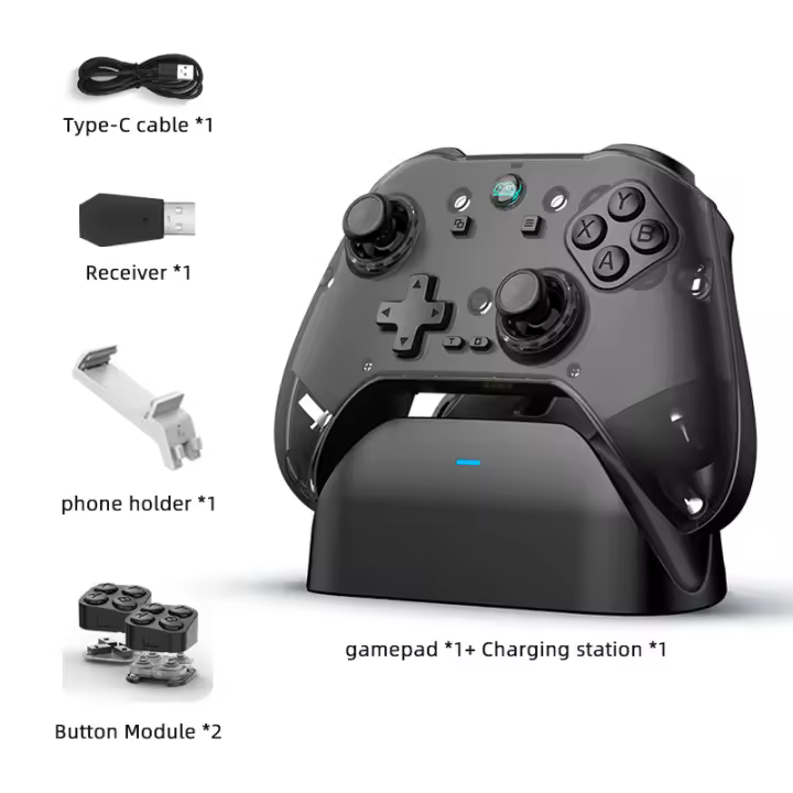 PC Mando inalámbrico con Bluetooth Gamepad Compatible para Android/IOS/PC Joysitck Hall y giroscopio de seis ejes,con base de carga - 1