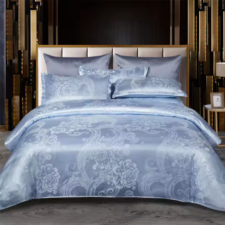 Cubierta de Edredón de Satén y Rayón WOSTAR 220x240 Lujo para 2 Personas Doble Cama Ropa de Cama Conjunto de Tamaño Queen King Lavable Material Poliéster - 1