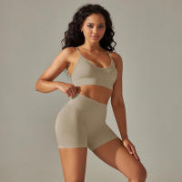 Conjunto Deportivo de Yoga sin Costuras para Mujeres Sports Bra Sin Mangas, Pantalones Cortos - details 16