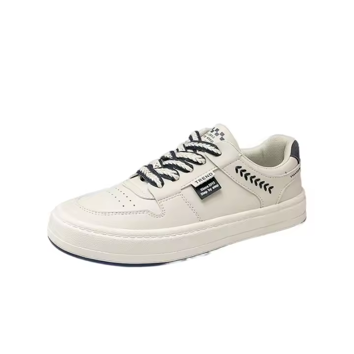 Zapatos blancos grandes de suela gruesa y punta redonda para hombre, tendencia ins otoño 2025, versión coreana, zapatos casuales para estudiantes, zapatos casuales, zapatos deportivos - 1