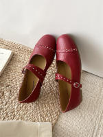 Nuevo nicho retro, cabeza redonda japonesa, zapatos individuales de suela plana, hebilla de una palabra grabada, zapatos individuales Mary Jane - details 4