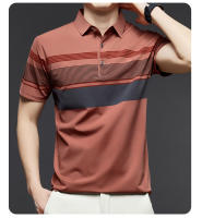 Base de seda helada de manga corta de verano, traje para papá de mediana edad y ancianos, top con cuello, camiseta polo para hombre - details 1