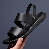 Sandalias cómodas de verano con plataforma para pie plano, sandalias de cuero con suela gruesa antideslizantes para hombre, zapatillas de fondo suave para playa al aire libre - details 1