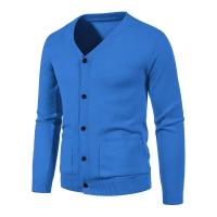 Nuevo Cárdigan para hombre, abrigos de manga larga con cuello en V, suéteres de punto con botones y bolsillos, prendas de vestir exteriores ligeras de Color sólido - details 8