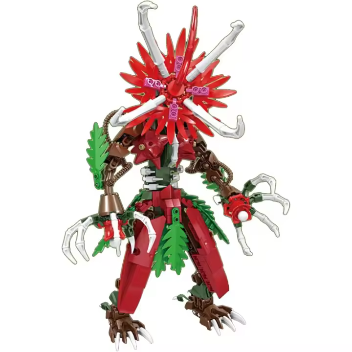 Juego de bloques de construcción de monstruos de flores, juego de modelos de colección para adultos y niños, regalos de juguetes de construcción de ladrillos de construcción creativos (rojo) - 1