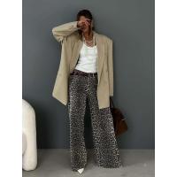 Pantalones anchos con estampado de leopardo de cintura alta, corte holgado, comodidad y calidad - details 3