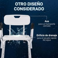 Silla de Ducha Antideslizante para Ancianos y Discapacitados Altura Ajustable, Carga de 136kg, Reposabrazos Regulables - details 6