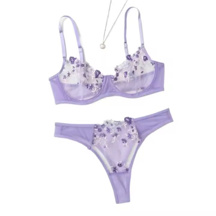 Ropa interior sexy de mujer traje de encaje lencería de mujer de malla - 1
